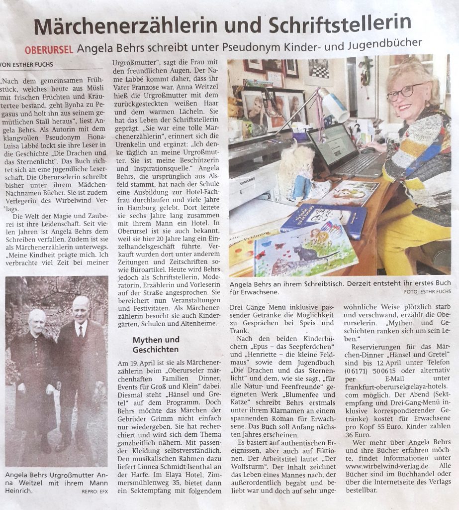 Märchenerzählerin und Schriftstellerin - Taunus Zeitung - Esther Fuchs - 08.03.2024